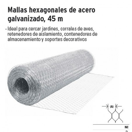 Malla Hexagonal de Acero Galvanizado 45 m FIERO