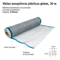 Malla Mosquitera Plastica Gris 30 m FIERO