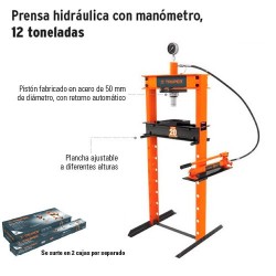 Prensa Hidraulica con Manometro 12 Toneladas TRUPER