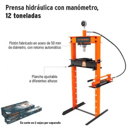 Prensa Hidraulica con Manometro 12 Toneladas TRUPER