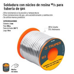 Soldadura con Nucleo de Resina 95/5 para Tuberia de Gas TRUPER