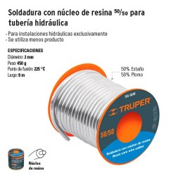 Soldadura con Nucleo de Resina 50/50 para Tuberia Hidraulica TRUPER