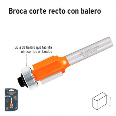 Broca para Router Corte Recto con Balero TRUPER