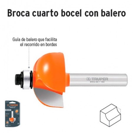 Broca para Router Cuarto Bocel con Balero TRUPER