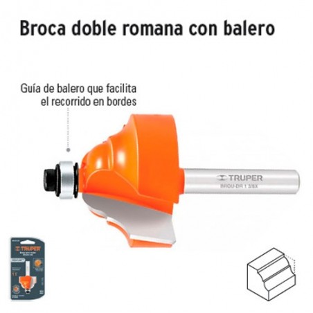 Broca para Router Doble Romana con Balero TRUPER