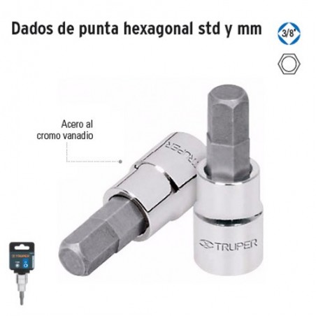 Dados de Punta Hexagonal Cuadro de 3/8" TRUPER