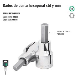 Dados de Punta Hexagonal Cuadro 1/2" TRUPER