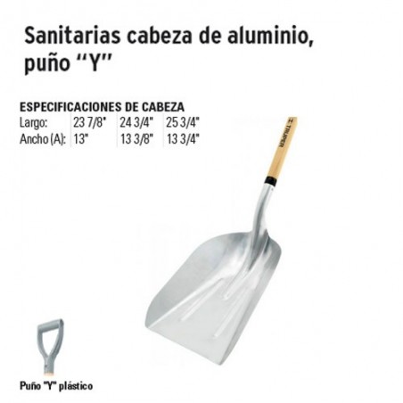 Pala Sanitaria Cabeza de Aluminio Puño "Y" TRUPER