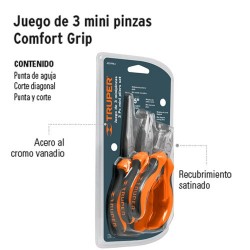 Juego de 3 Minipinzas Comfort Grip TRUPER