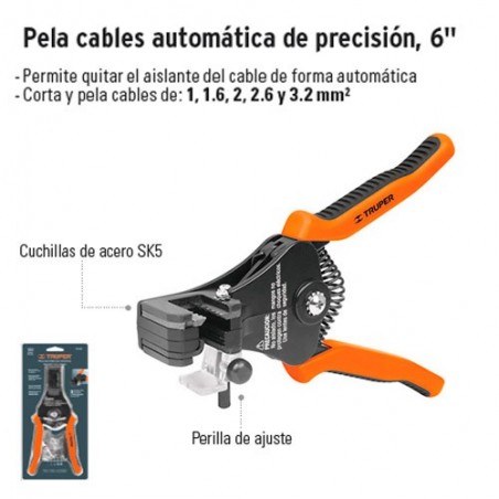 Pinza Pela Cables Automática de Precisión 6" TRUPER