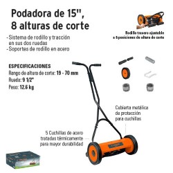 Podadora de 15" 8 Alturas de Corte TRUPER