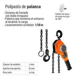 Polipasto 3/4 y 1 Toneladas TRUPER