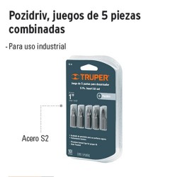 Puntas para Desarmador Pozidriv Juego de 5 Piezas TRUPER