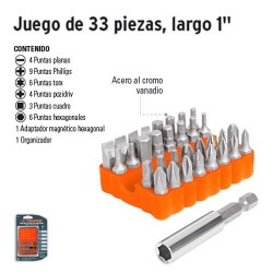 Puntas Para Desarmador Juego de 33 Piezas Largo 1" TRUPER