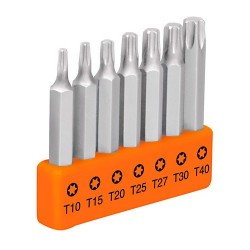 Puntas Torx Para Desarmador Largo 2" sin Seguro Juego de 7 Puntas TRUPER