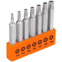 Puntas Torx Para Desarmador Largo 2" con Seguro Juego de 7 Puntas TRUPER