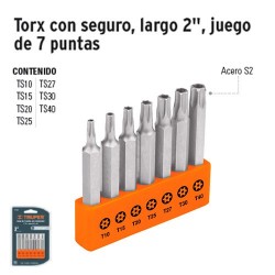 Juego de 7 puntas torx combinadas c/seguro largo 2 , Expert