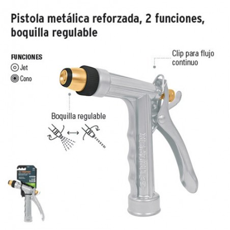 Pistola Metálica Reforzada 2 Funciones Boquilla Regulable TRUPER