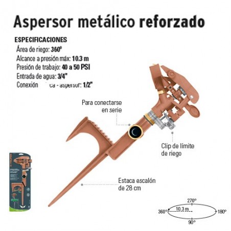 Aspersor Metálico Reforzado TRUPER