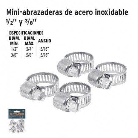 Mini-abrazaderas de Acero Inoxidable 1/2" y 3/8" TRUPER