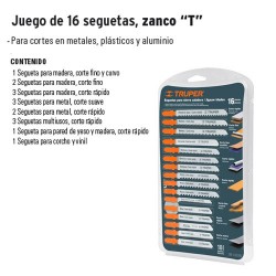 Juego de 16 Seguetas Zanco "T" TRUPER