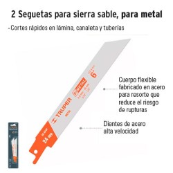 2 Seguetas para Sierra Sable para Metal TRUPER