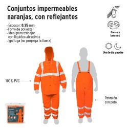 Conjunto Impermeable Naranja con Reflejantes TRUPER