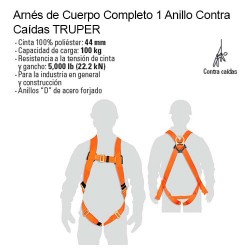 Arnés de Cuerpo Completo 1 Anillo Contra Caídas TRUPER