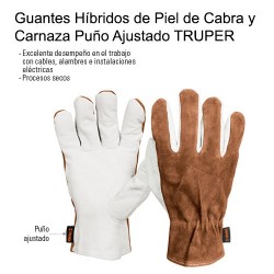 Guantes Híbridos de Piel de Cabra y Carnaza Puño Ajustado TRUPER