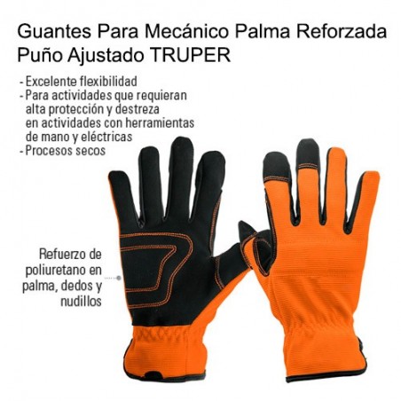 Guantes Para Mecánico Palma Reforzada Puño Ajustado TRUPER