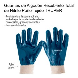 Guantes de Algodón Recubierto Total de Nitrilo Puño Tejido TRUPER