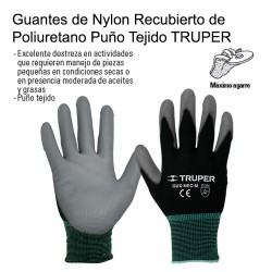 Guantes de Nylon Recubierto de Poliuretano Puño Tejido TRUPER