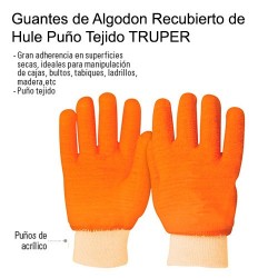 Guantes de Algodon Recubierto de Hule Puño Tejido TRUPER