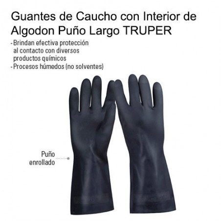 Guantes de Caucho con Interior de Algodon Puño Largo TRUPER