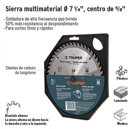 Sierra Multimaterial Ø 7 1/4" Centro de 5/8" TRUPER