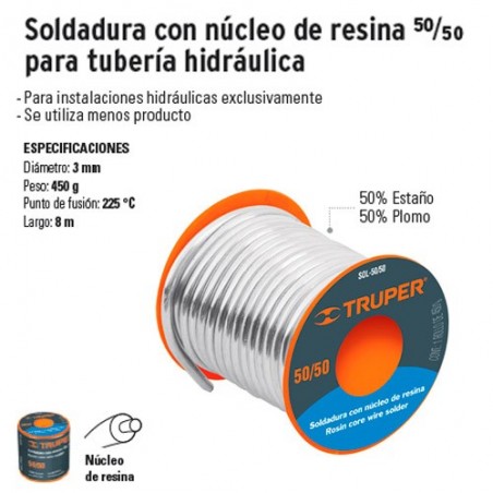 Soldadura con Nucleo de Resina 50/50 para Tuberia Hidráulica TRUPER