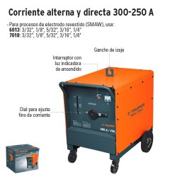 Soldadora de Arco Electrico Corriente Alterna y Directa 300-250 A TRUPER