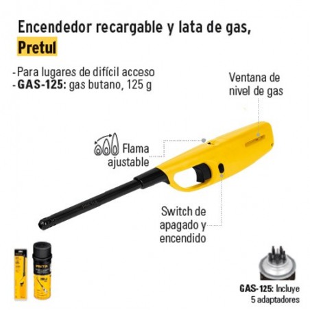 Lata de gas butano para encendedor, 125 ml, Latas y Cilindros De Gas, 25131