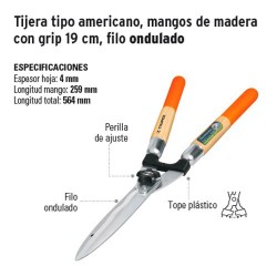 Tijera para poda 50 cm ligera mangos de madera, Truper, Tijeras