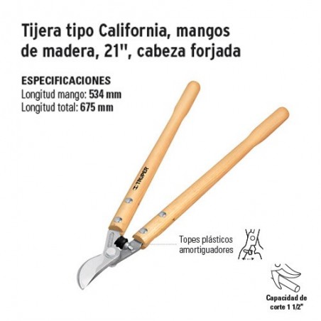 Tijera Tipo California Mangos de Madera de 21" Cabeza Forjada TRUPER