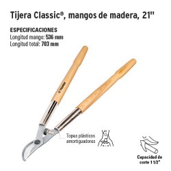 Tijeras Classic Mangos de Madera y Tubulares de 21" TRUPER