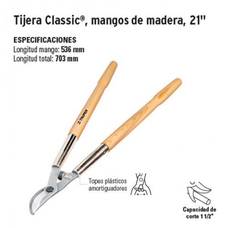 Tijeras Classic Mangos de Madera y Tubulares de 21" TRUPER