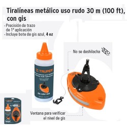 Tiralinea metalico uso pesado 30m, con repuesto, bobinado rapido