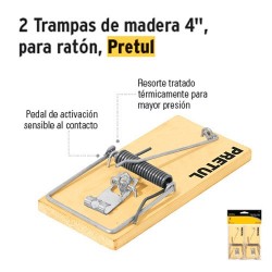 Bolsa con 2 trampas de 4 de madera para ratón, Pretul, Trampas Para Ratón ( Ratoneras), 23709