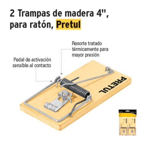 Trampas de Madera 4" para Ratón PRETUL