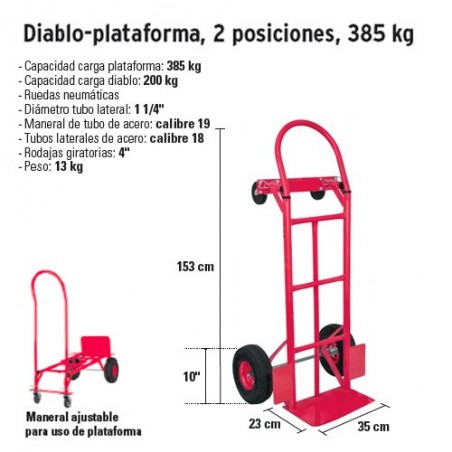 Diablo-plataforma 2 Posiciones 385 Kg FIERO