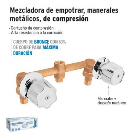 Mezcladora de Empotrar Manerales Metálicos de Compresión FIERO