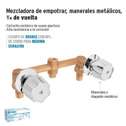 Mezcladora de Empotrar Manerales Metálicos 1/4 de Vuelta FOSET