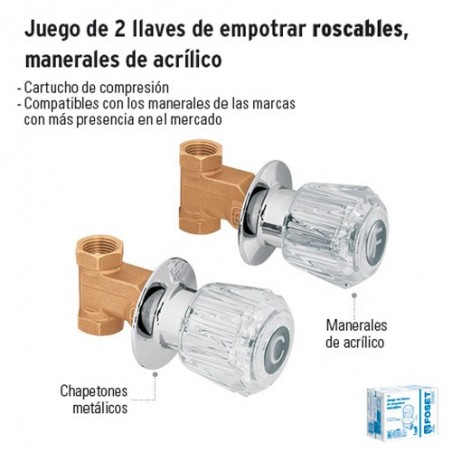 Juego de 2 Llaves de Empotrar Manerales de Acrílico FOSET