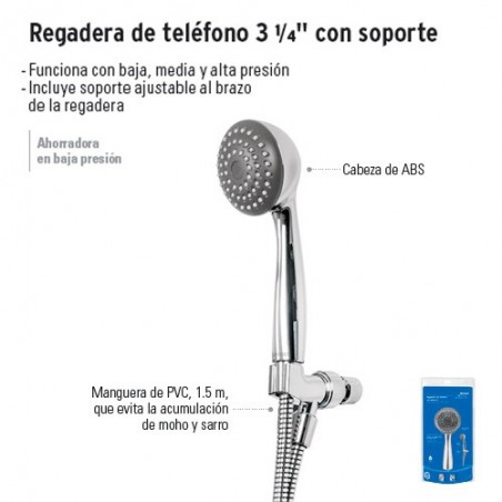 Regadera de Teléfono 3 1/4" con Soporte FOSET